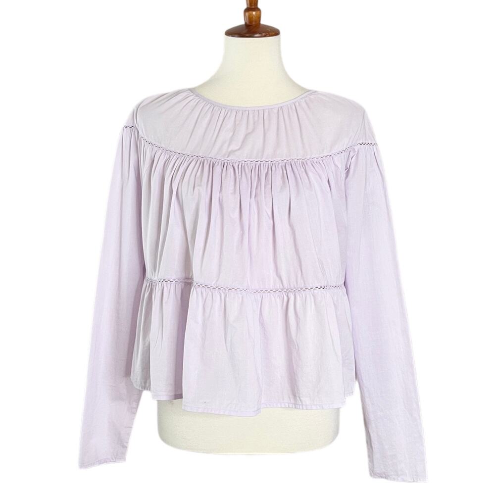 Light Lavender Ruffled Peasant Blouse